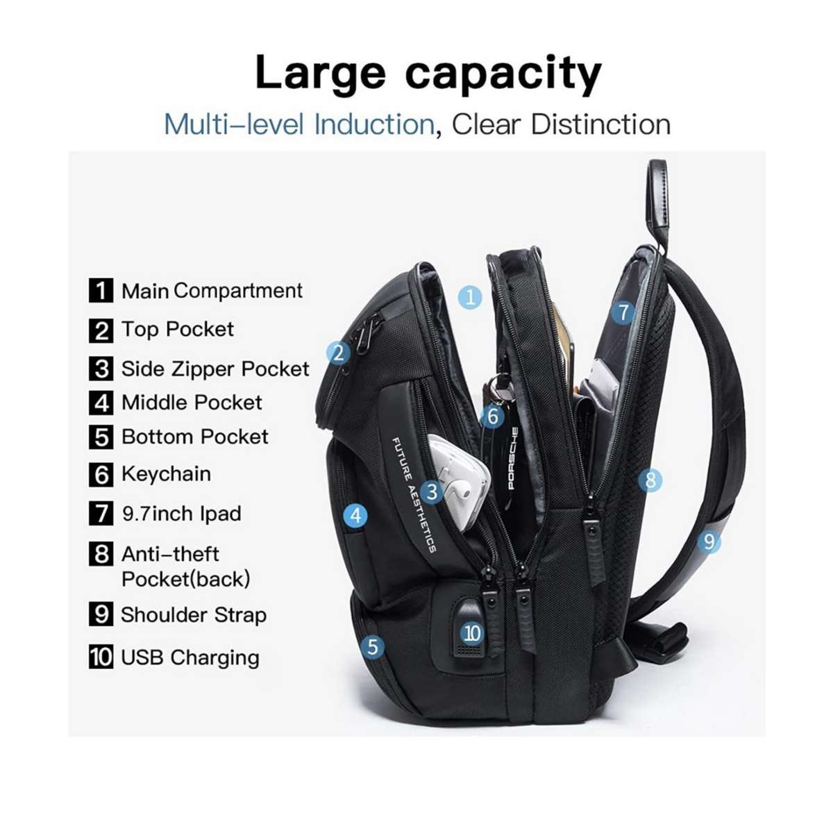 Bange Ανδρική Τσάντα Στήθους crossbody 7086 Μαύρη